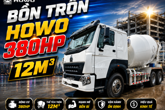 XE HOWO BỒN TRỘN V7G 12M3 MÁY 380HP