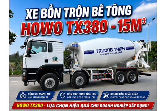 XE BỒN TRỘN BÊ TÔNG 14 KHỐI HOWO TX380