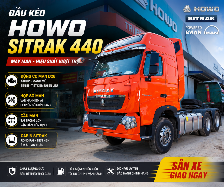 ĐẦU KÉO HOWO SITRAK T7H 440HP CẦU LÁP