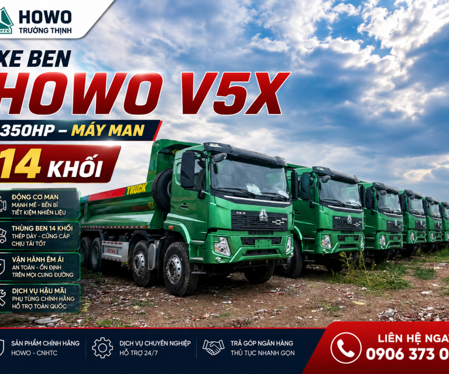 XE BEN HOWO 4 CHÂN V5X MÁY MAN 350HP THÙNG U