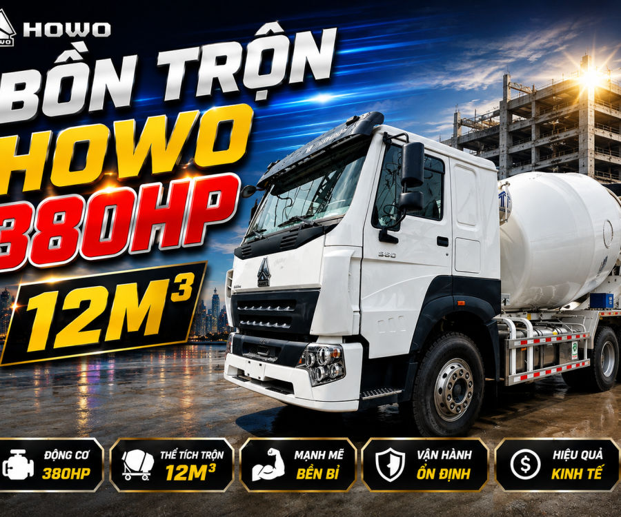 XE HOWO BỒN TRỘN V7G 12M3 MÁY 380HP